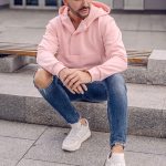 hoodie rose homme